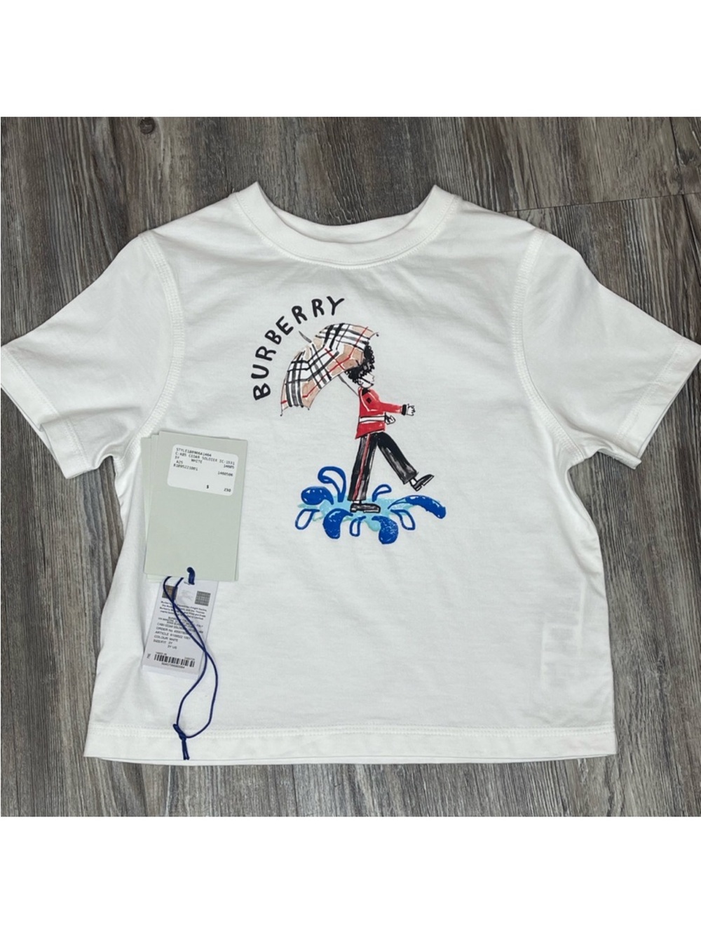 Burberry White Kids Graphic Umbrella Puddle Tee